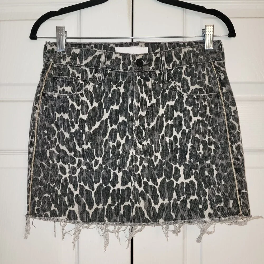 MOTHER Black and White Animal Print Skirt